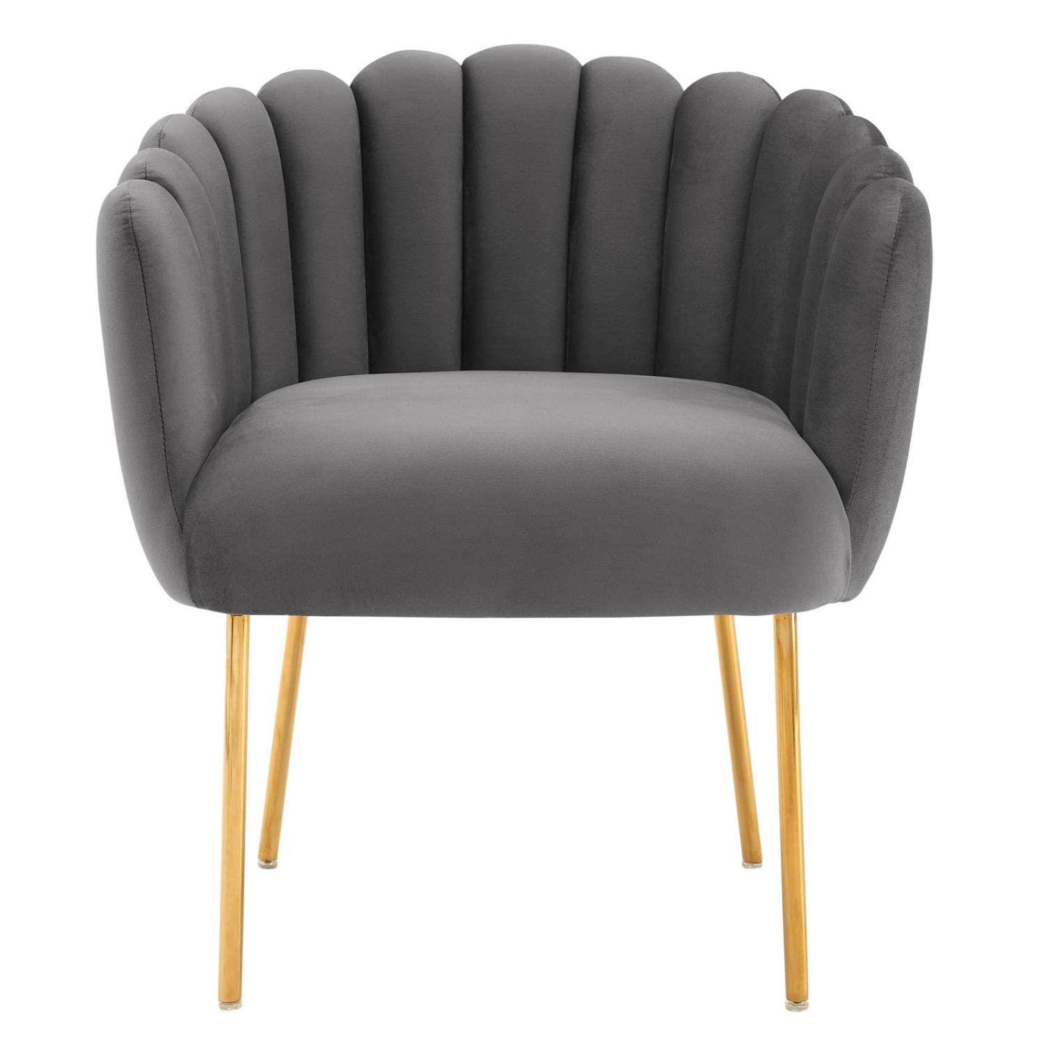 Modway Sanna Modern Channel Tufted Performance Velvet Armchair In Gray/Gold